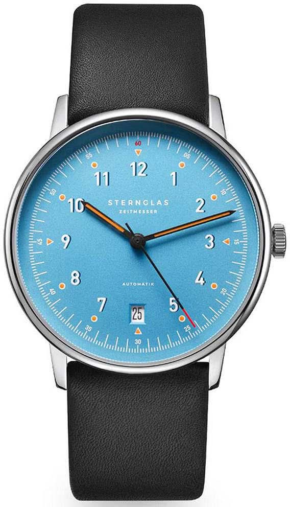 Montre homme Sternglas Lumatik S02-LM17-PR07 • Design Bauhaus primé de Hambourg • Verre saphir résistant aux rayures