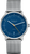 Bracelet de montre pour homme avec boîtier rond, cadran bleu et bracelet en maille argentée