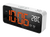 Digitale JVD-Tischuhr mit orangefarbenem LED-Display und Bedientasten 1/2