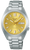 Montre Seiko 5 Sports pour homme : bracelet en acier inoxydable argenté, cadran doré, date