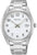 Montre bracelet pour homme SEIKO avec bracelet en acier inoxydable argenté et cadran blanc, affichage de la date