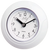 Horloge murale ronde avec boîtier en plastique blanc, cadran et aiguilles noirs, JVD