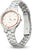 Casio SHEEN Montre Femme : bracelet argenté en acier inoxydable, cadran beige, accents rosés