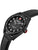 Herrenarmbanduhr mit schwarzem Lederband, grauem Zifferblatt und schwarzem Edelstahlgehäuse