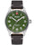 Herrenarmbanduhr mit grünem Zifferblatt, Lederband und Metallgehäuse, 42 mm