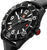 Montre homme, vue latérale, bracelet noir et cadran mat avec index luminescents