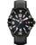 Montre homme avec bracelet en cuir noir, cadran noir et index luminescents, guichet date