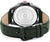 Herrenuhr mit silbernem Gehäuseboden und grünem Lederarmband (Rückansicht)