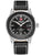 Swiss Military Hanowa GMT-Uhr mit schwarzem Lederband und schwarzem Zifferblatt