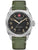Herrenarmbanduhr mit grünem Lederband, Edelstahlgehäuse und schwarzem Zifferblatt