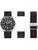 Swiss Military Hanowa Nomad Herrenuhr-Set: schwarze Uhr mit Wechselarmbändern, rot akzentuiert