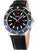 Herren-Armbanduhr mit schwarzem Zifferblatt, Datumsanzeige 24 und blauem Lünette-Ring
