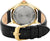 Fond d'une montre pour homme avec boîtier doré et bracelet en cuir noir