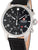 Herren-Chronographenarmbanduhr mit schwarzem Zifferblatt und schwarzem Lederband