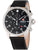 Herren-Chronographenarmbanduhr mit schwarzem Zifferblatt, schwarzem Lederband und Edelstahlgehäuse