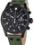 Chronographenarmbanduhr Swiss Military Hanowa mit schwarzem Zifferblatt, grünen Lederband
