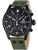 Chronographenarmbanduhr Swiss Military Hanowa mit schwarzem Zifferblatt und grünem Lederband