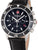 Herrenarmbanduhr mit Chronograph, schwarzem Zifferblatt und schwarzem Lederband