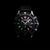 Bracelet de montre pour homme avec cadran noir, bracelet en cuir noir et index verts