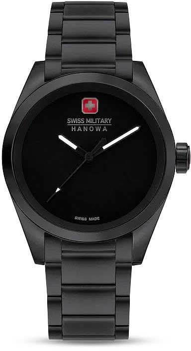 Montre pour homme Swiss Military Hanowa, cadran noir et bracelet en métal