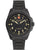 Herrenarmbanduhr mit schwarzem Zifferblatt, schwarzem Metallband und goldenen Indizes