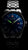 Montre homme avec cadran bleu foncé, aiguille des secondes verte et guichet date 28/3, noir