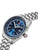 Herrenarmbanduhr mit rundem Gehäuse, blauem Zifferblatt und Edelstahlarmband