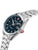 Herrenarmbanduhr Swiss Military Hanowa, blaues Zifferblatt, Edelstahlarmband, rote Kronenmarke