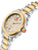 Herrenarmbanduhr schräg: zweifarbiges Edelstahlarmband, beiges Zifferblatt mit Logo