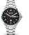 Bracelet de montre pour homme avec cadran noir, bracelet en acier argenté et affichage de la date