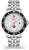 Montre homme avec bracelet en métal argenté, lunette noire et cadran blanc