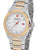 Herren-Armbanduhr mit Edelstahlgehäuse, goldfarbenen Akzenten und weißem Zifferblatt