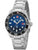Herren-Armbanduhr mit Edelstahlarmband, blauem Zifferblatt und schwarzer Lünette