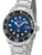 Herren-Armbanduhr mit Edelstahlband und blau-schwarzem Zifferblatt, Leuchtindizes