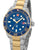 Herrenarmbanduhr mit blauem Zifferblatt und zweifarbigem Metallarmband (gold/silber)