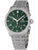 Herren-Chronographenarmbanduhr mit grünem Zifferblatt, Edelstahlgehäuse und -armband