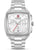 Herren-Chronograph mit Edelstahlarmband, weißem Zifferblatt und roten Chrono-Zeigern
