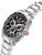 Herren-Chronograph mit schwarzem Zifferblatt, Stahlband und rotem Kronenschutz mit Kreuz