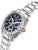Herren-Chronograph in Edelstahl, blaues Zifferblatt mit Chronographen-Zählern und Krone