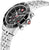Herrenarmbanduhr mit Edelstahlarmband, schwarzes Zifferblatt, Chronograph und Krone/Drücker