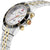 Bracelet de montre pour homme avec lunette noire, cadran blanc, bracelet argenté et doré