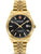Herrenarmbanduhr mit goldfarbenem Edelstahlband, schwarzem Zifferblatt, Automatik, Datumsfenster
