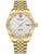 Herrenautomatikuhr Swiss Military Hanowa mit goldenem Metallarmband und weißem Zifferblatt
