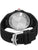 Herrenarmbanduhr Rückseite mit silbernem Gehäuseboden und schwarzem Kautschukband