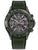 Chronographenuhr mit grünem Kautschukarmband und schwarzem Zifferblatt