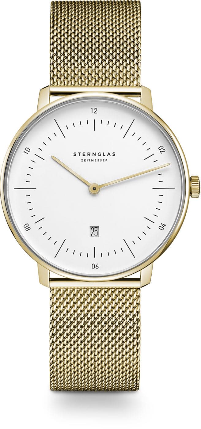Montre pour femme avec cadran blanc, bracelet en maille milanaise et boîtier doré