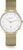 Montre pour femme avec cadran blanc, bracelet en maille milanaise et boîtier doré