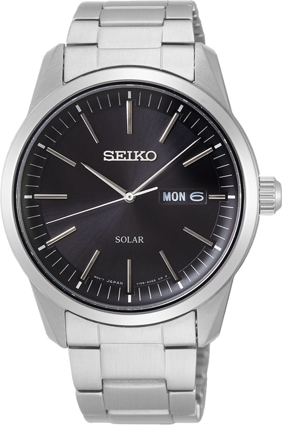 Bracelet de montre pour homme en acier inoxydable, cadran noir et affichage de la date