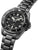 Herrenarmbanduhr mit schwarzem Zifferblatt, schwarzer Lünette und silbernem Armband