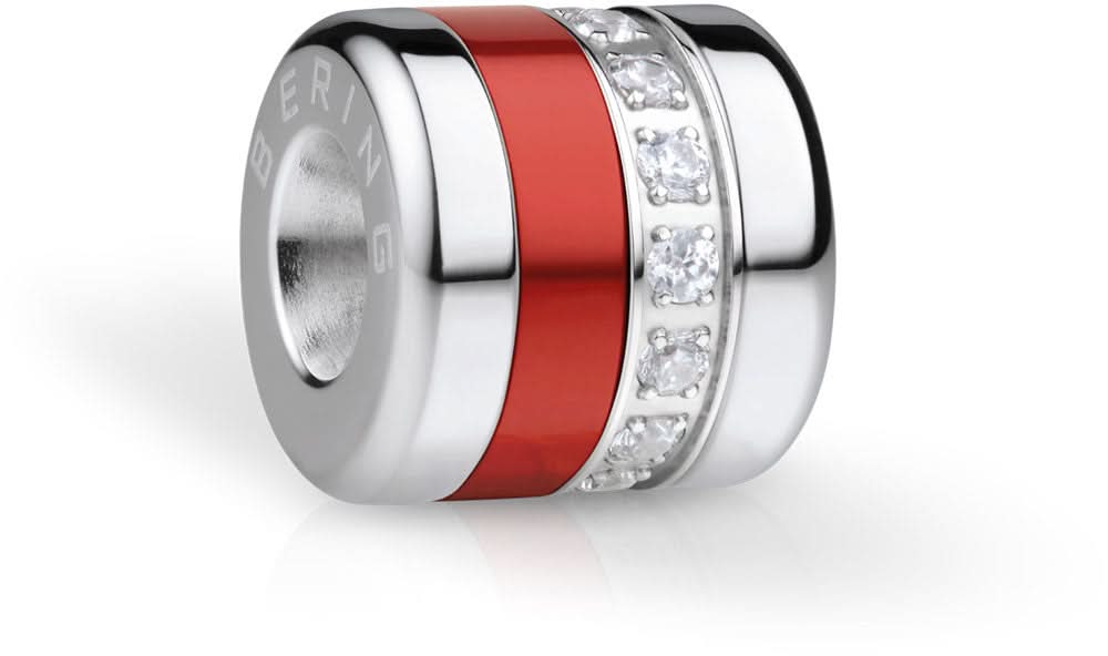 Charm en acier inoxydable avec bracelet en céramique rouge et détails scintillants en zircone cubique